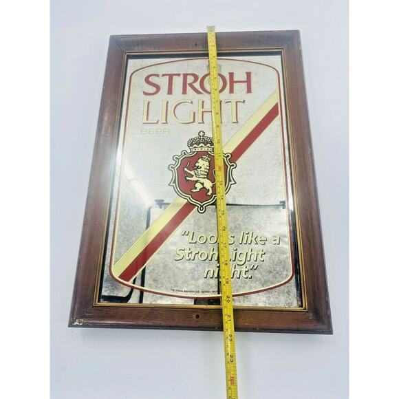 Vintage STROH LIGHT BEER Framed Wall Mirror Sign Looks like Stroh Light Night - Picture 8 of 9